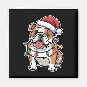 English Bulldog Wrapped In Christmas Lights Magnet