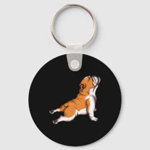 English Bulldog Yoga Mummy Dog Holder Gift Idea Key Ring