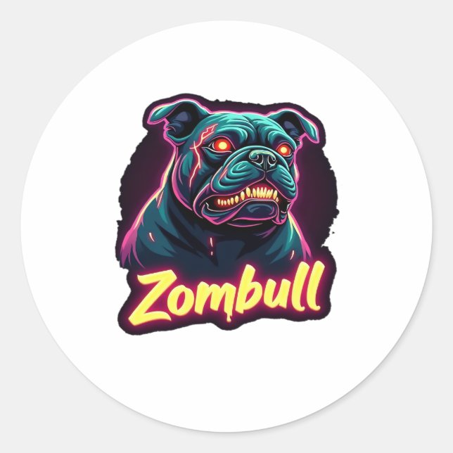 English Bulldog Zombie Dog Halloween Essential T-S Classic Round Sticker (Front)