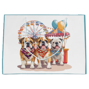 English Bulldogs At A Carnival Large Gift Bag