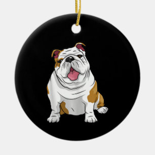 English Bulldogs Awesome Funny Bulldog Pups Dogs Ceramic Tree Decoration
