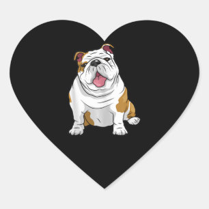 English Bulldogs Awesome Funny Bulldog Pups Dogs Heart Sticker