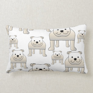 English Bulldogs, White. Dogs Pattern. Lumbar Cushion