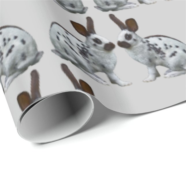 English Bunny Frenzy Wrapping Paper (Light Grey) (Roll Corner)