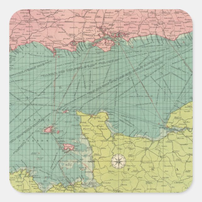 English Channel Square Sticker (Front)