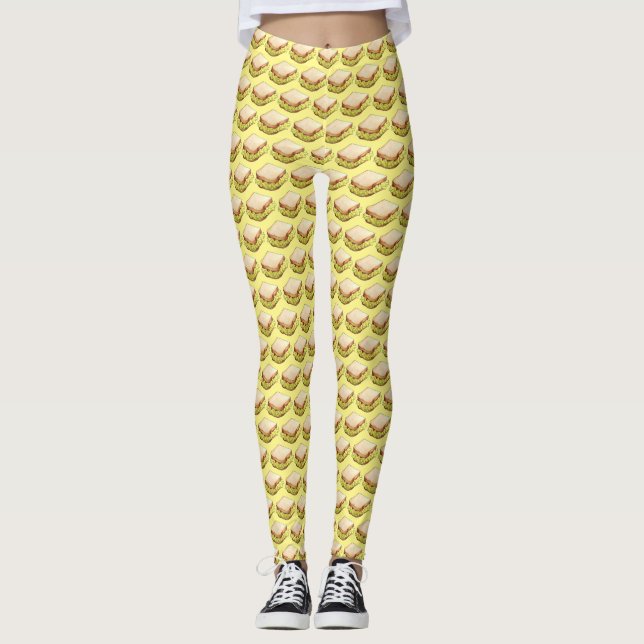 English Chip Shop Butty Sandwich Takeaway UK Food Leggings (Front)