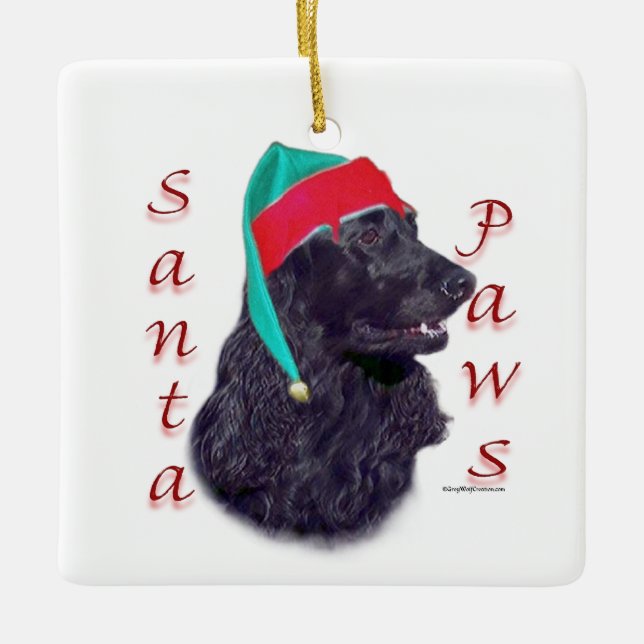 English Cocker Spaniel (blk) Santa Paws Ceramic Ornament (Front)