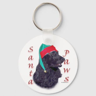 English Cocker Spaniel (blk) Santa Paws Key Ring