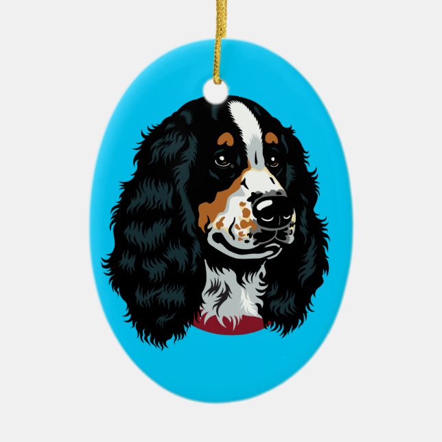 english cocker spaniel ceramic tree decoration (Front)
