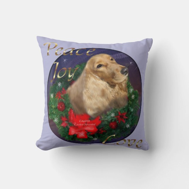 English Cocker Spaniel Christmas Cushion (Front)