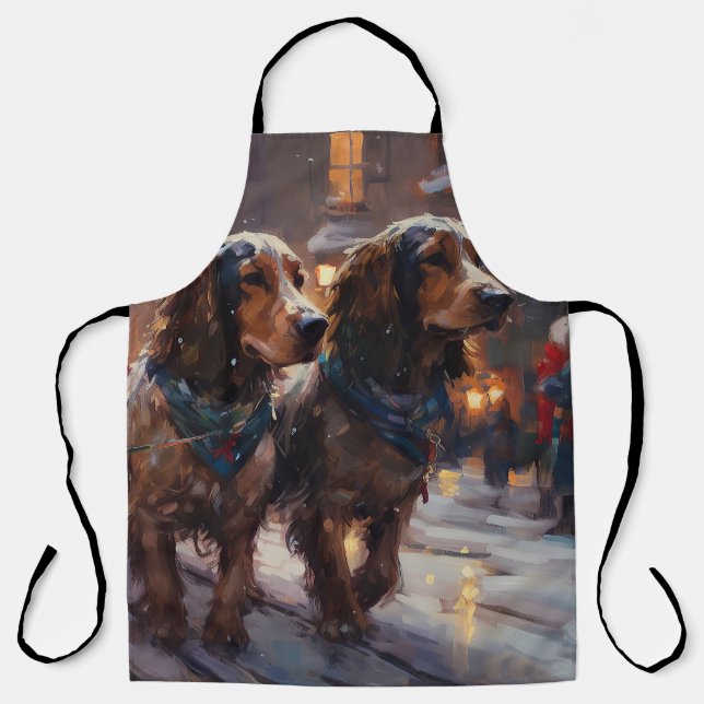 English Cocker Spaniel Christmas Festive Season Apron (Front)
