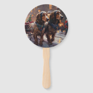 English Cocker Spaniel Christmas Festive Season Hand Fan
