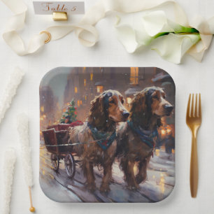 English Cocker Spaniel Christmas Festive Season Paper Plate