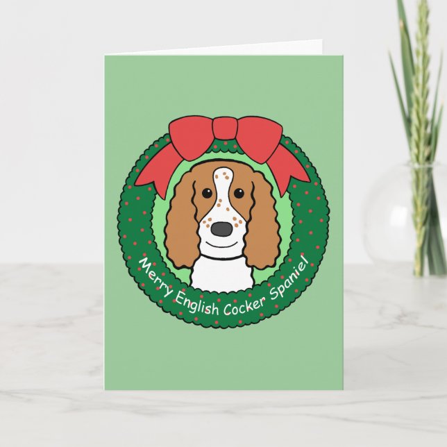 English Cocker Spaniel Christmas Holiday Card (Front)