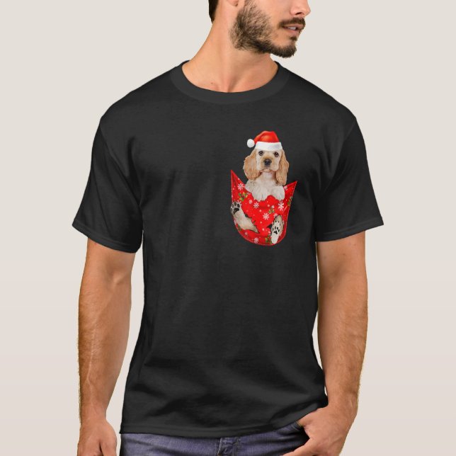 English Cocker Spaniel Christmas Pocket for dog T-Shirt (Front)