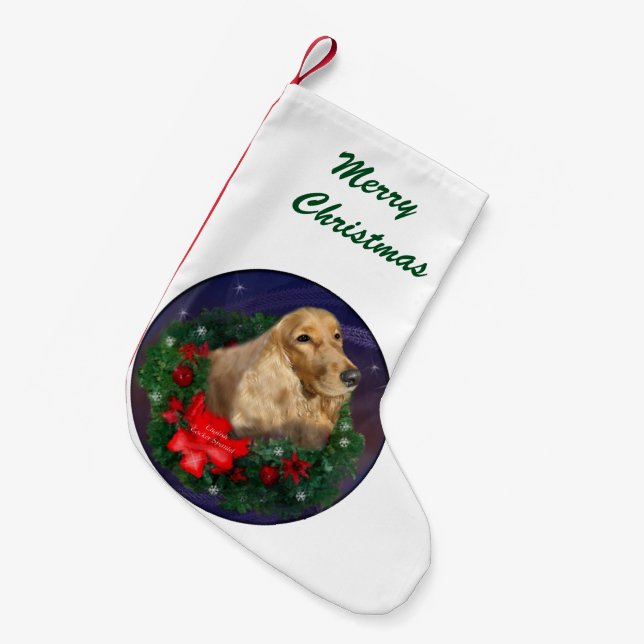 English Cocker Spaniel Christmas Small Christmas Stocking (Front (Hanging))