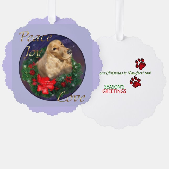 English Cocker Spaniel Christmas Tree Decoration Card (Front/Back)