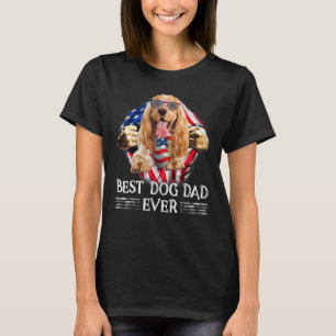 English Cocker Spaniel Dad American Flag 4th Of Ju T-Shirt
