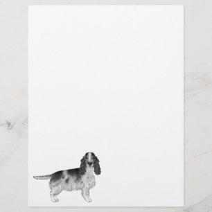 English Cocker Spaniel Design In Black And White Custom Letterhead