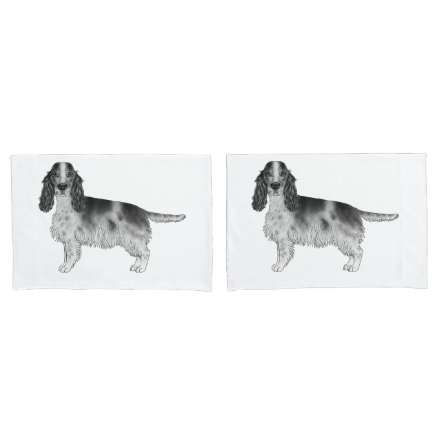 English Cocker Spaniel Design In Black And White Pillowcase (Front-Set)