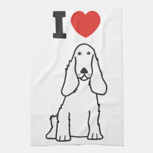 English Cocker Spaniel Dog Cartoon Tea Towel