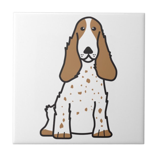English Cocker Spaniel Dog Cartoon Tile (Front)