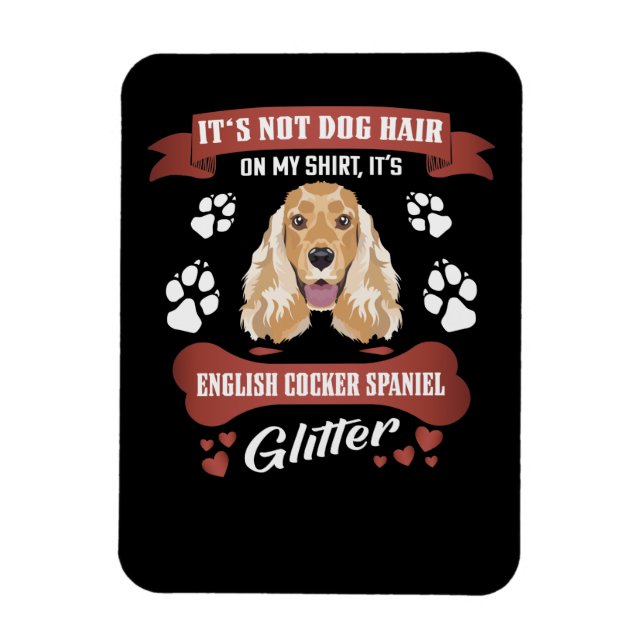 English Cocker Spaniel Dog Hair Glitter Magnet (Vertical)