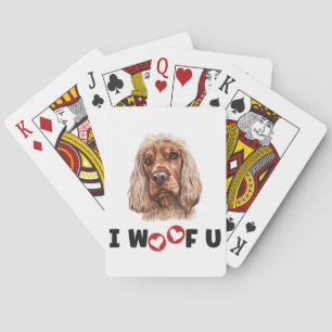 English Cocker Spaniel Dog I Woof You Playing Cards