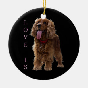 English Cocker Spaniel Dog Mum Dad Love Pet Puppy Ceramic Tree Decoration