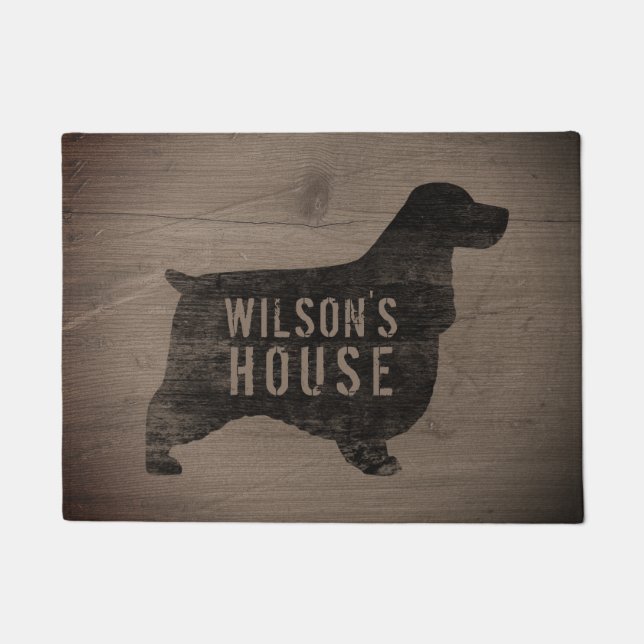 English Cocker Spaniel Dog Silhouette Personalised Doormat (Front)