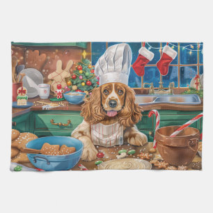 English Cocker Spaniel Holiday Baking: Christmas Tea Towel