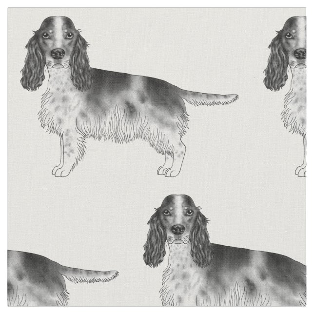 English Cocker Spaniel In Black And White Pattern Fabric (Close Up)