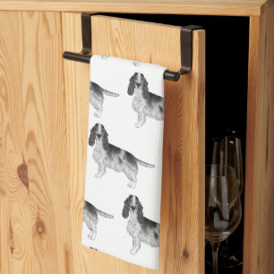 English Cocker Spaniel In Black And White Pattern Tea Towel