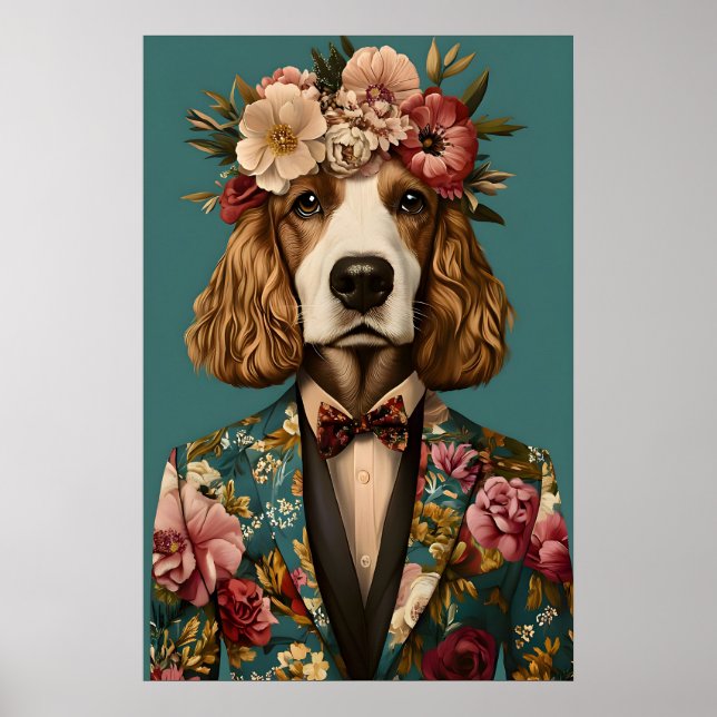 English Cocker Spaniel In Suit Poster, Cocker Poster (Front)