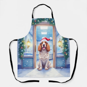 English Cocker Spaniel Nurse Station Santa Hat Apron