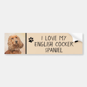 English Cocker Spaniel Painting - Original Dog Art Bumper Sticker