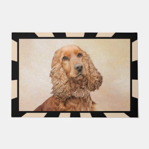 English Cocker Spaniel Painting - Original Dog Art Doormat