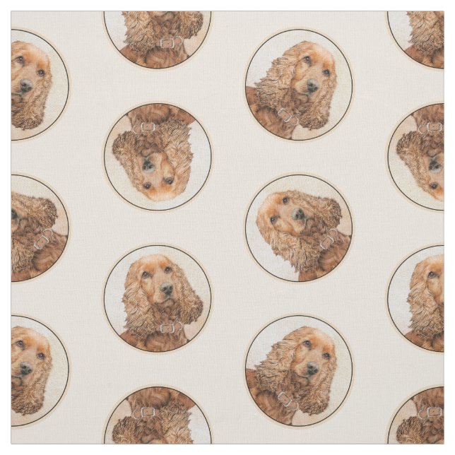 English Cocker Spaniel Painting Original Dog Art Fabric (Swatch)