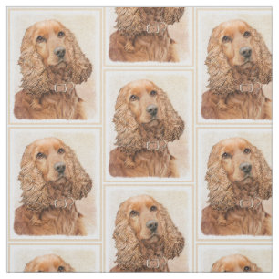 English Cocker Spaniel Painting - Original Dog Art Fabric