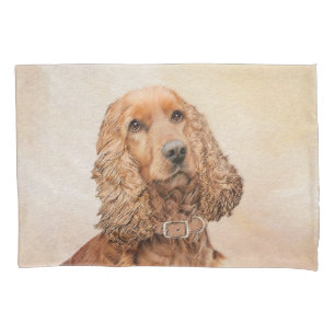 English Cocker Spaniel Painting - Original Dog Art Pillowcase