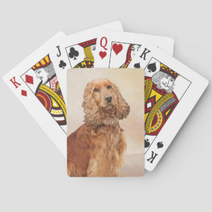 English Cocker Spaniel Painting - Original Dog Art Playing Cards
