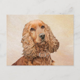 English Cocker Spaniel Painting - Original Dog Art Postcard