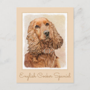 English Cocker Spaniel Painting - Original Dog Art Postcard