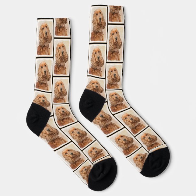 English Cocker Spaniel Painting Original Dog Art Socks (Right)