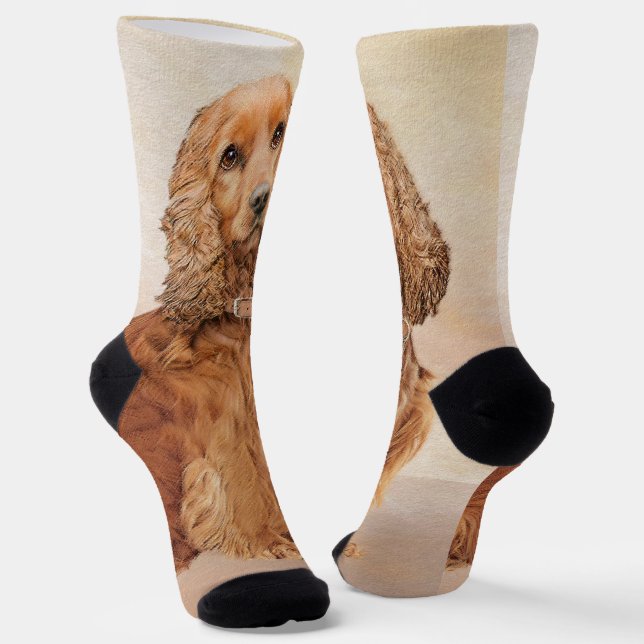 English Cocker Spaniel Painting - Original Dog Art Socks (Angled)