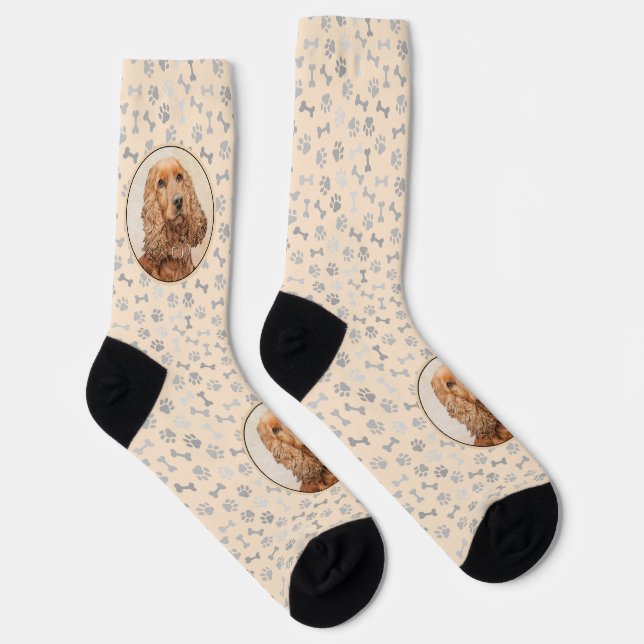 English Cocker Spaniel Painting - Original Dog Art Socks (Right)