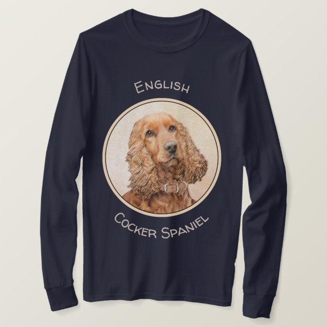 English Cocker Spaniel Painting - Original Dog Art T-Shirt (Design Front)