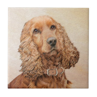 English Cocker Spaniel Painting - Original Dog Art Tile