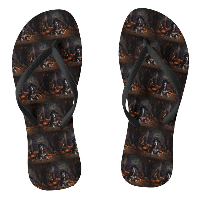 English Cocker Spaniel Pumpkins Halloween Scary  Jandals (Footbed)