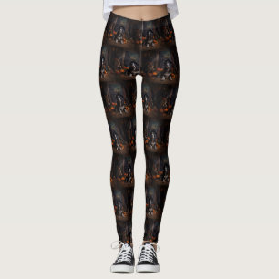 English Cocker Spaniel Pumpkins Halloween Scary  Leggings
